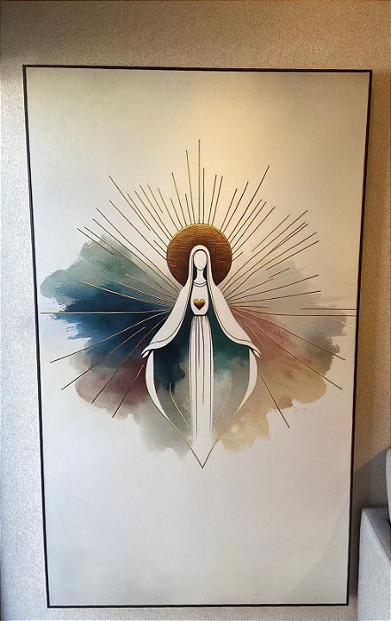 Quadro decorativo santa maria - Medida 95x1,70 canva fineart com moldura filete