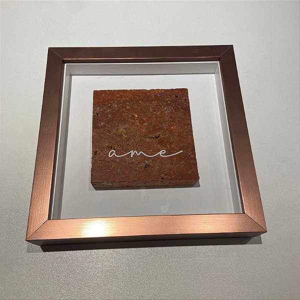 Quadro Coleção Travertinos pelo Mundo. Medida 20x20cm com moldura Rosê Gold