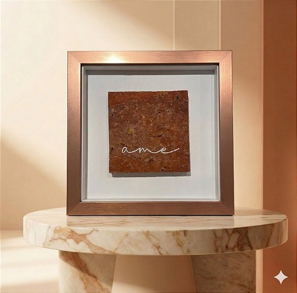 Quadro Coleção Travertinos pelo Mundo. Medida 20x20cm com moldura Rosê Gold