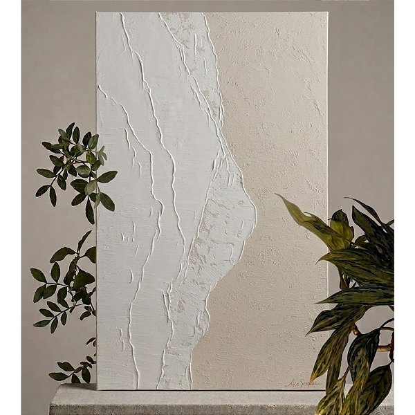 Obra de Arte com textura pintada a mão. Artista: Alessandra Bernardes. Medida 80x120, com moldura filete. R$ 2400,00