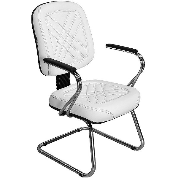 Cadeira Diretor Branca com Costura Preta para Recepções e Clínicas PD03-W - Pethiflex