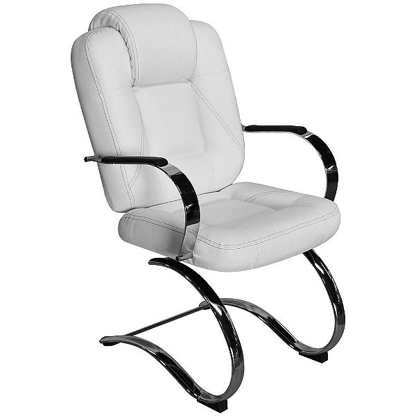 Cadeira Mônaco Luxo Fixa Branca com Costura Preta para Recepções e Clínicas - Pethiflex