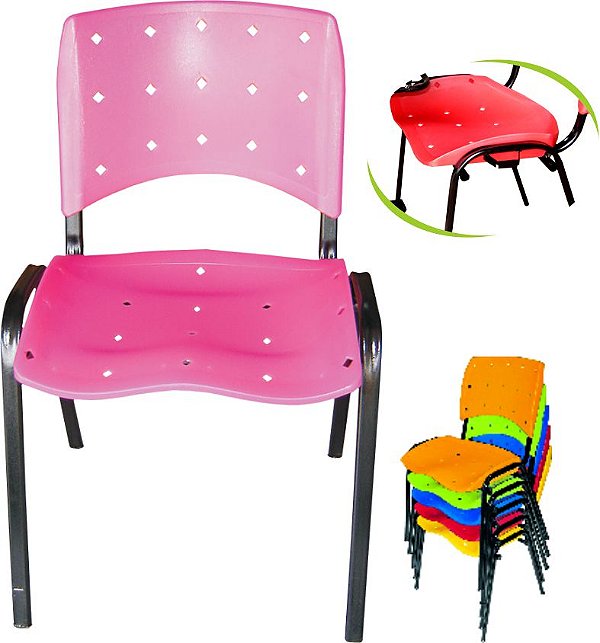 Cadeira Iso Plástica Fixa Empilhável Opcional: Encaixe Macho e Fêmea - Pethiflex