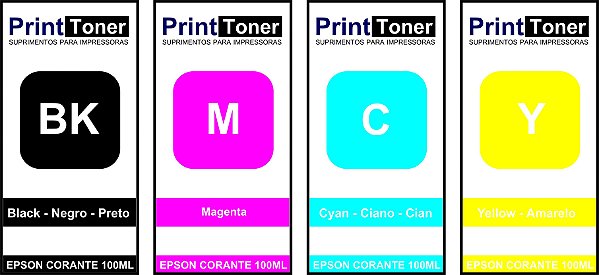 KIT REFIL Tinta Epson T664120 T664220 T664320 T664420 / Black Cyan Magenta Yellow Univ