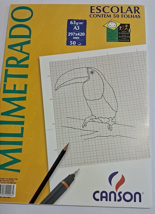 Bloco Para desenho milimetrado 63g c/ 50 fls