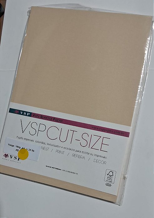 PAPEL A4 210X297 VERGE PEROLA 180G C/ 25 FLS