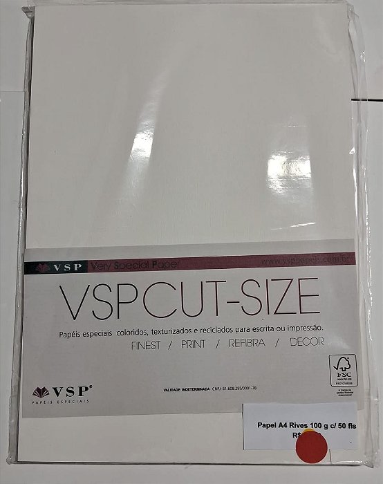 PAPEL A4 210X297 RIVES CLASSICAL NATURAL WHITE 100G C/ 50 FLS