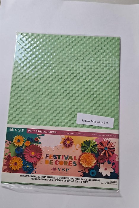 PAPEL A4 210X297  TX MAX MOSAICO VERDE 240G C/ 5 FLS