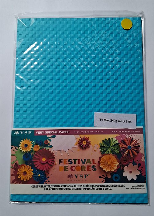 PAPEL A4 210X297 TX MAX MOSAICO AZUL 240G C/ 5 FLS
