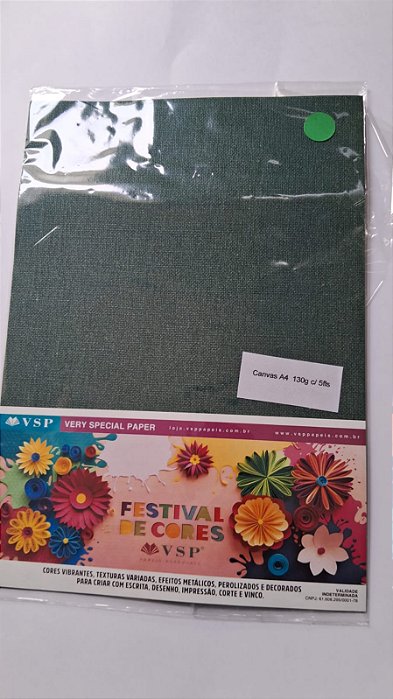 PAPEL A4 210X297 CANVAS VERDE ESCURO 150G C/ 5 FLS