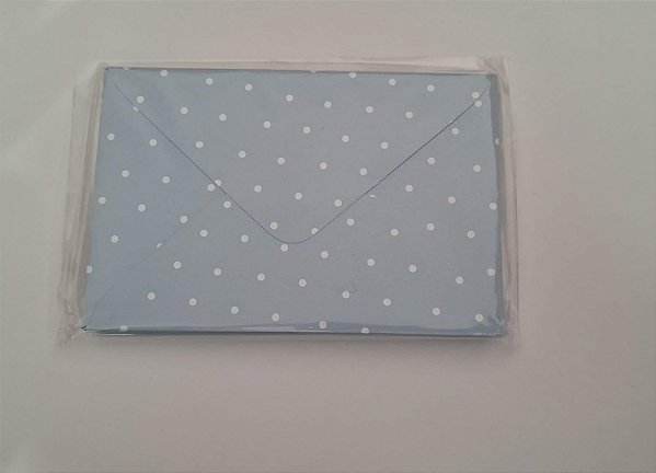 ENVELOPE VISITA  72X108 DECOR AZUL SANTORINI BOLINHA BRANCO 120G C/ 10 UN