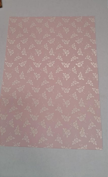 PAPEL A4 210X297 DECOR ROSA VERONA ROSAS BRANCO 180G C/ 10 FLS
