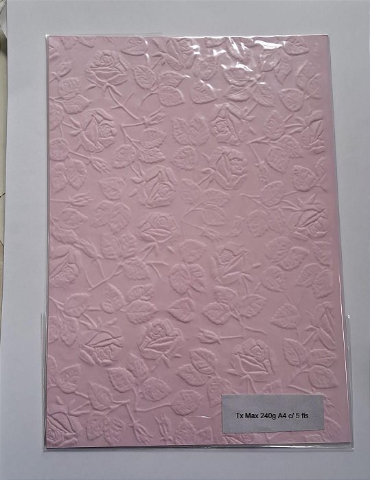 PAPEL A4 210X297 TX MAX ROSAS ROSA VERONA 240G C/ 5 FLS