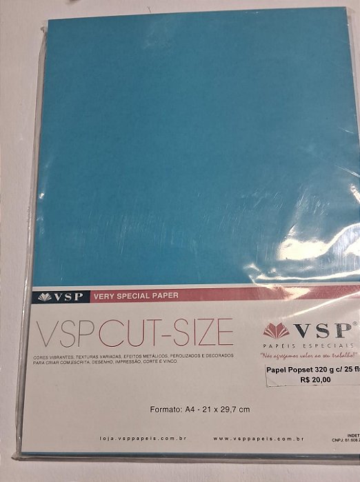 PAPEL A4 210X297 POPSET CALIFORNIA BLUE 320G C/ 25 FLS