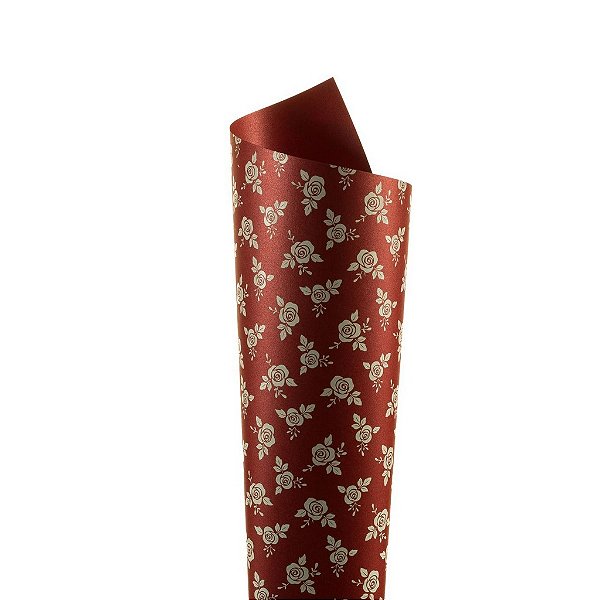 Papel Relux Decor Rosas Rubí - Branco 30,5x30,5cm com 5 unidades