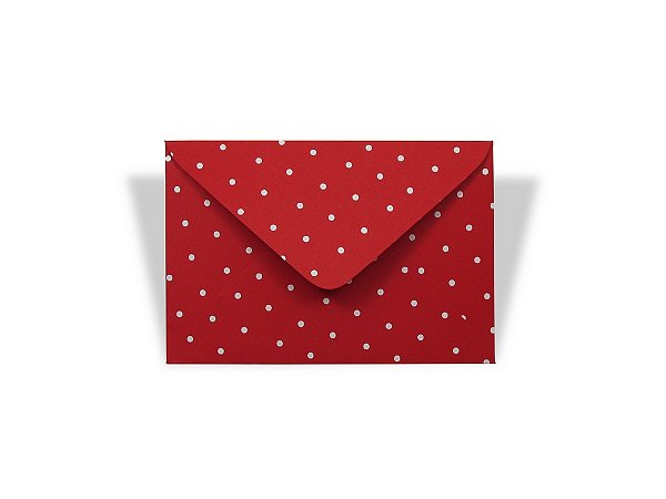 Envelopes visita Vermelho Decor Bolinhas Brancas - Lado Externo com 10 unidades