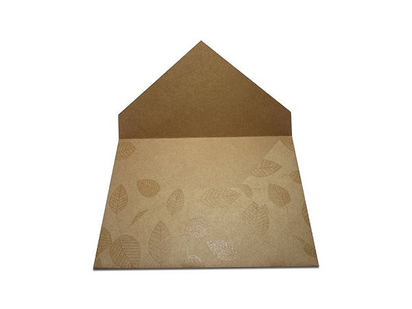 Envelopes convite Kraft Decor Folhas Incolor - Lado Externo com 10 unidades