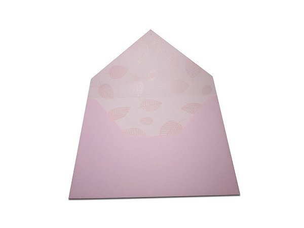 Envelopes convite Rosa Verona Decor Folhas Incolor - Lado Interno com 10 unidades