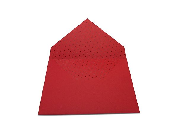 Envelopes convite Vermelho Decor Bolinhas Pretas - Lado Interno com 10 unidades