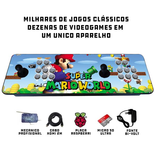 Arcade Fliperama Portátil 2 Jogadores - Super Mario - Arcade Play Games