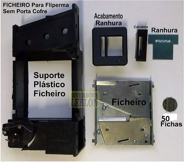 Ficheiro para Fliperama+ Ranhura + 50 Fichas + Fechadura P/ Fliperama