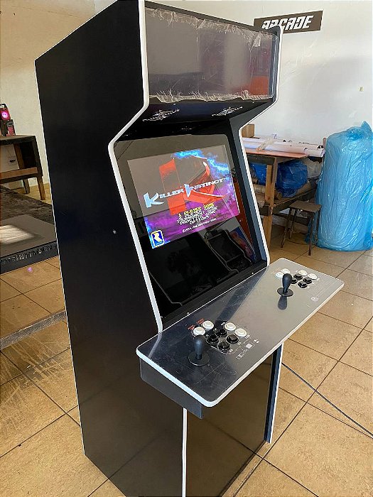 Fliperama Multijogos Controle Externo 22p - Cor sólida Preto