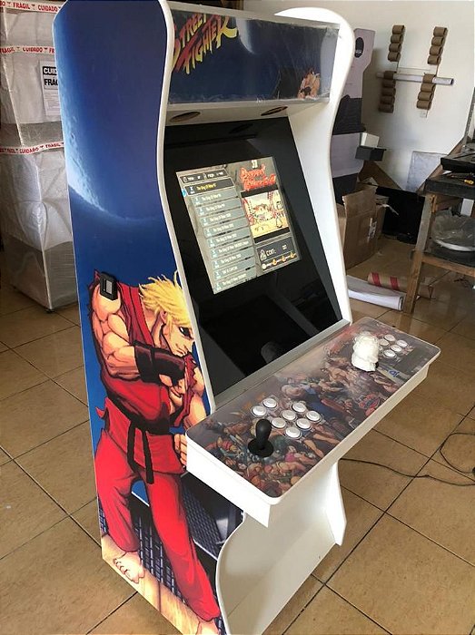 Fliperama Multijogos Controle Externo 22p - Tema Street Fighter (azul)