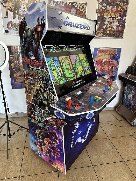 Arcade Fliperama Multijogos 42 polegadas - 4 players - Tema Personalizável