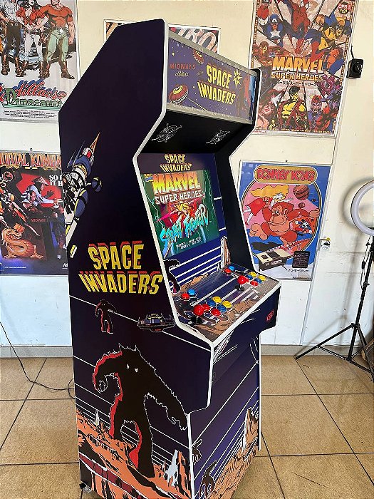 Fliperama Multijogos 22'' Slim - Tema Space Invaders