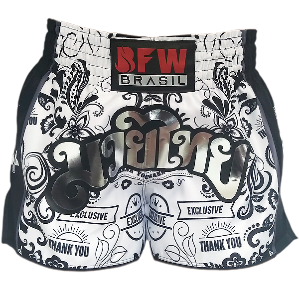 SHORT MUAY THAI BRANCO PRETO