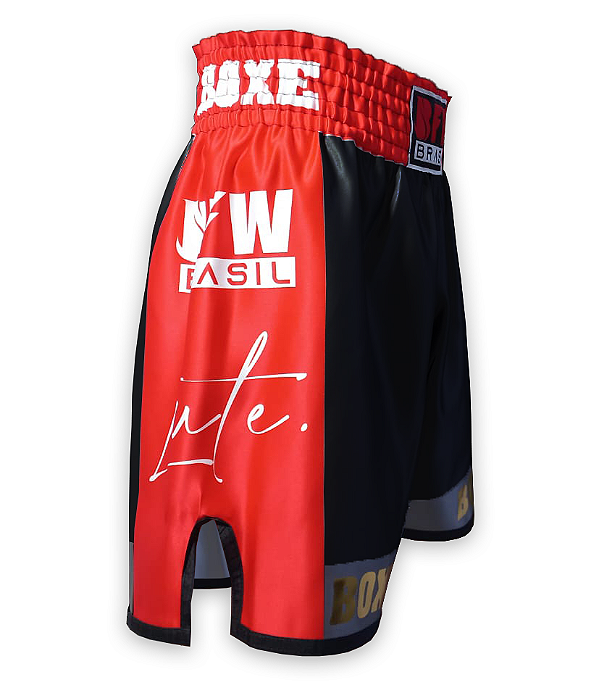 Calção Boxe - Preto E Vermelho