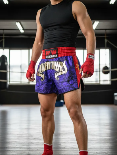 Short Muay Thai Tailandês Unissex Premium - Dragão Azul