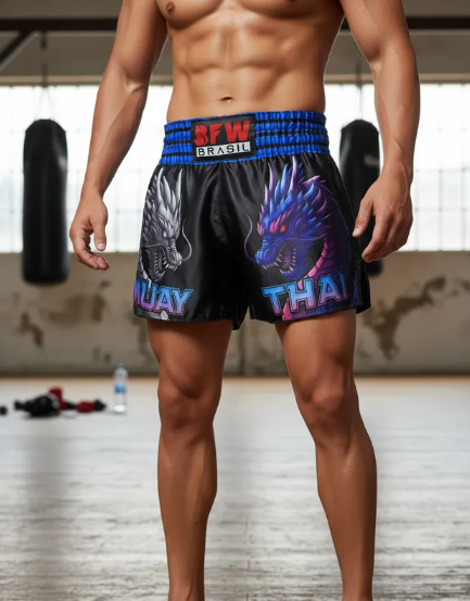 Short Muay Thai Premium Unissex - Blue Dragon