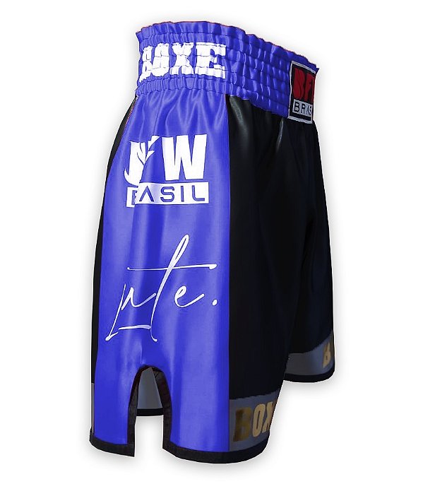 Calção Boxe - Preto E Azul 50%  Desconto
