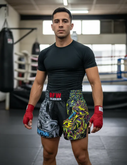 Short Muay Thai Calção Tailandês Unissex - Dragão Verde