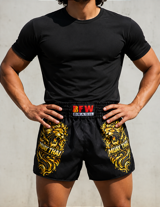 Short Muay Thai Bfw Brasil Linha Bangkok - Leão