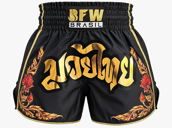 Short Muay Thai Flower - Dourado