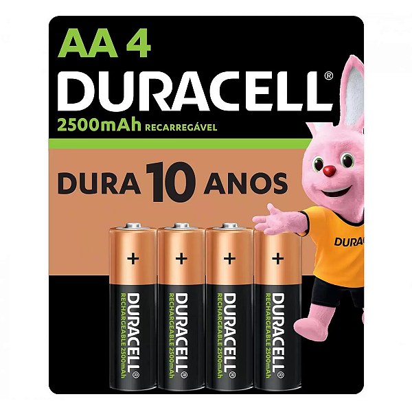 Pilha Recarregável AA 2500mAh (C/4 Pilhas) Duracell