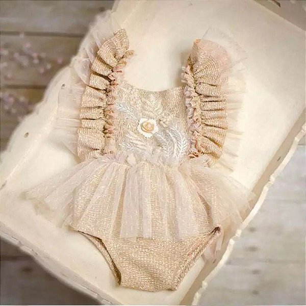 Romper Dourado para Bebê - Shine
