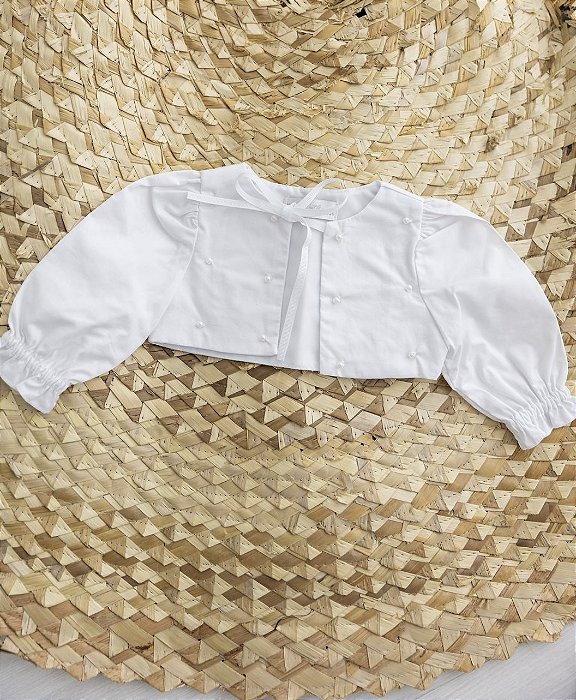 Casaco Bolero para Bebê com Pérolas