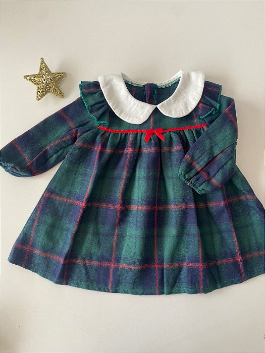 Vestido Infantil - Xadrez Verde