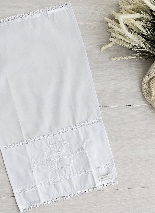 Toalha para Batizado Bordada com Pérolas