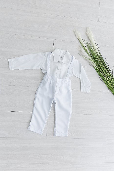 Conjunto Longo com Suspensório para Menino - Batizado