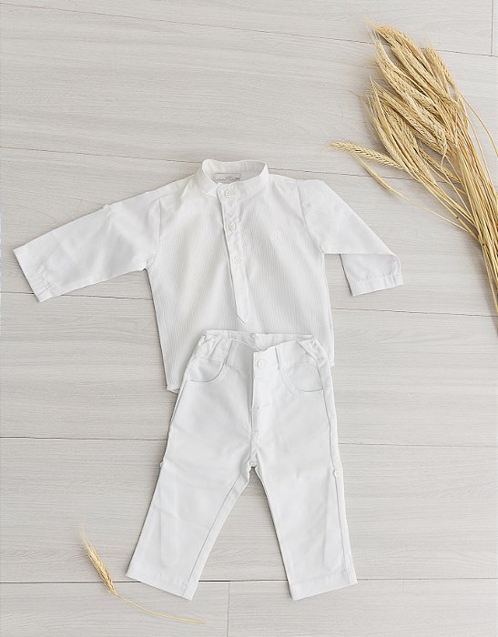 Conjunto Camisa e Calça Branca para Batizado- Henrique