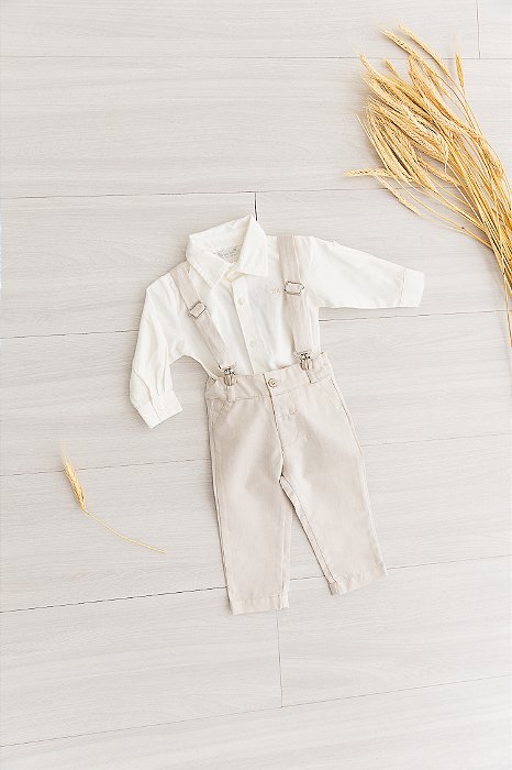Conjunto de Batizado Longo - bege