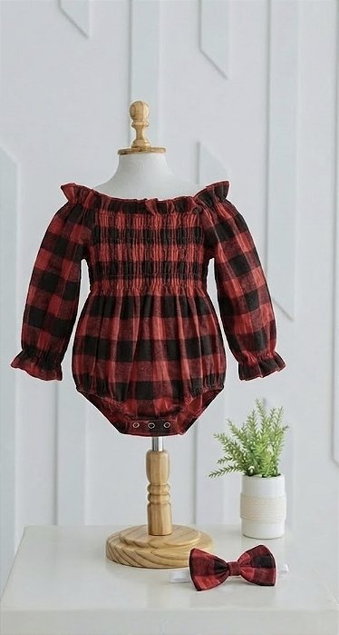 Romper Xadrez Vermelho