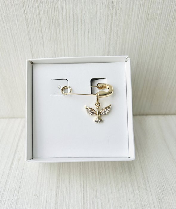 Broche Alfinete para Batizado - Espírito Santo com Zircônias