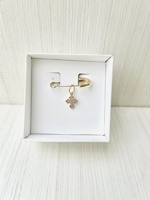 Broche Alfinete para Batizado - Cruz com Zircônias