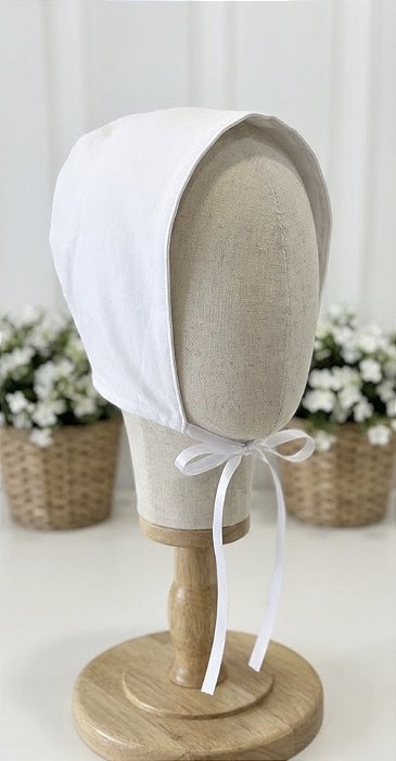 Touca Lisa Branca para Batismo
