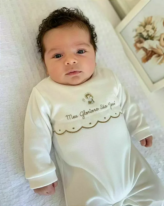 Macacão Glorioso São José - Off white Bebê